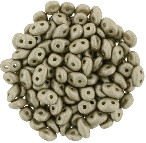 Superduo, Satin Metallic Khaki, 2-Hole Czech Glass Bead, 8 grams
