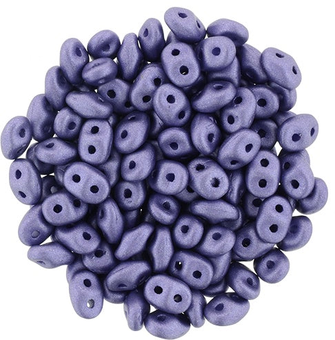 Superduo, Satin Metallic Lavender, 2-Hole Czech Glass Bead, 8 grams