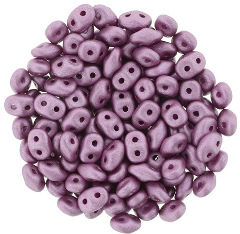 Superduo, Satin Metallic Magenta, 2-Hole Czech Glass Bead, 8 grams