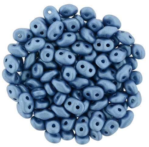Superduo, Matte Metal Blue, 2-Hole Czech Glass Bead, 8 grams