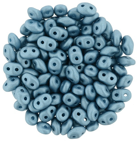 Superduo, Satin Metallic Arctic Blue, 2-Hole Czech Glass Bead, 8 grams
