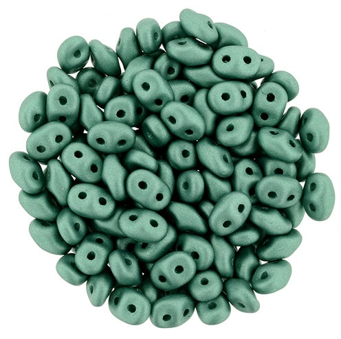 Superduo, Satin Metallic Teal, 2-Hole Czech Glass Bead, 8 grams
