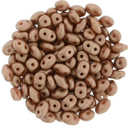 Superduo, Satin Metallic Terra Cotta, 2-Hole Czech Glass Bead, 8 grams