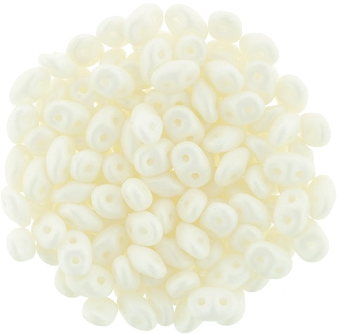 Superduo, Saturated White, 2-Hole Czech Glass Bead, 8 grams