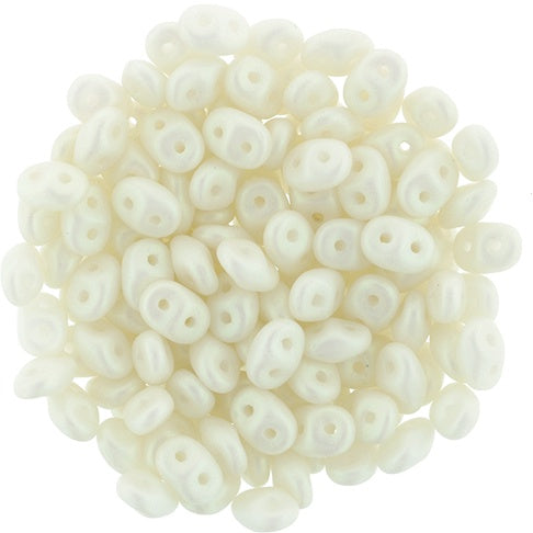 Superduo, Powdery Ivory, 2-Hole Czech Glass Bead, 8 grams