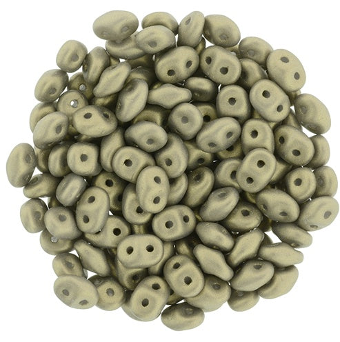 Superduo, Powdery Antique Gold, 2-Hole Czech Glass Bead, 8 grams
