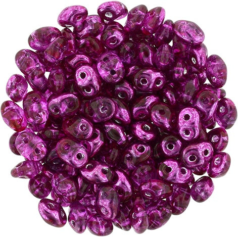 Superduo, Mirror Hot Pink, 2-Hole Czech Glass Bead, 8 grams