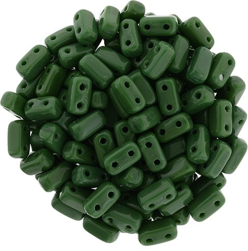 Czechmate 3 X 6mm Brick Czech Two Hole Glass Bead, Green, 50 pieces