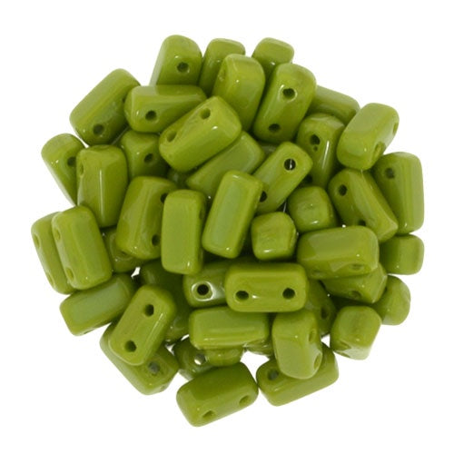 Czechmate 3 X 6mm Brick Czech Two Hole Glass Bead, Opaque Olive, 50 pieces