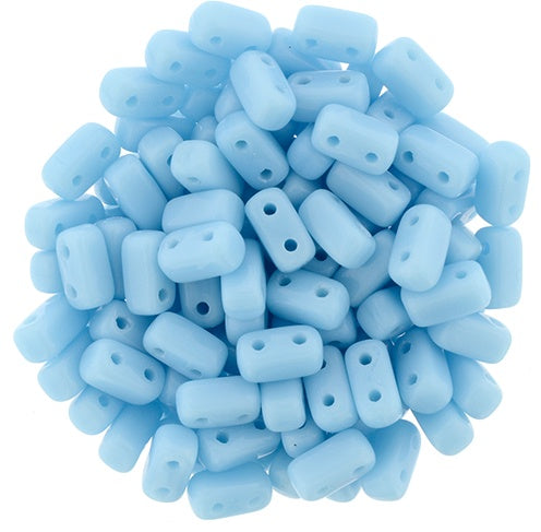 Czechmate 3 X 6mm Brick Czech Two Hole Glass Bead, Sky Blue Coral, 50 pieces