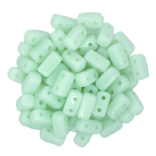 Czechmate 3 X 6mm Brick Czech Two Hole Glass Bead, Opaque Pale Jade, 50 pieces