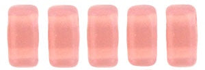 Czechmate 3 X 6mm Brick Czech Two Hole Glass Bead, Milky Pink, 50 pieces
