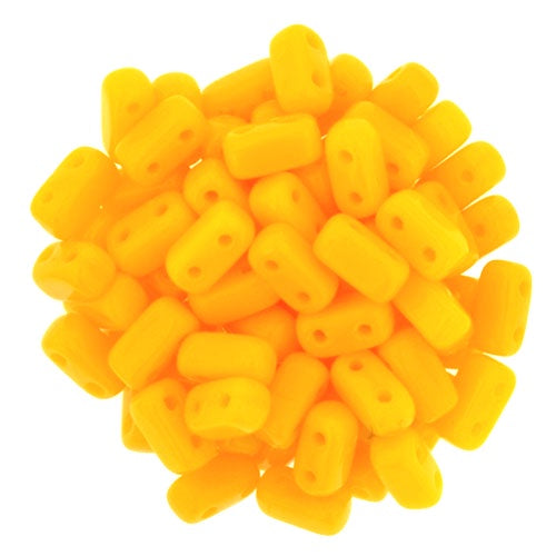 Czechmate 3 X 6mm Brick Czech Two Hole Glass Bead, Sunflower Yellow, 50 pieces