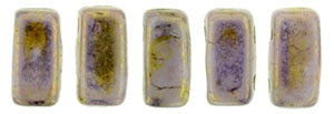 Czechmate 3 X 6mm Brick Czech Two Hole Glass Bead, Luster Opaque Gold/Smoky Topaz, 50 pieces