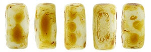 Czechmate 3 X 6mm Brick Czech Two Hole Glass Bead, Alabaster Picasso, 50 pieces