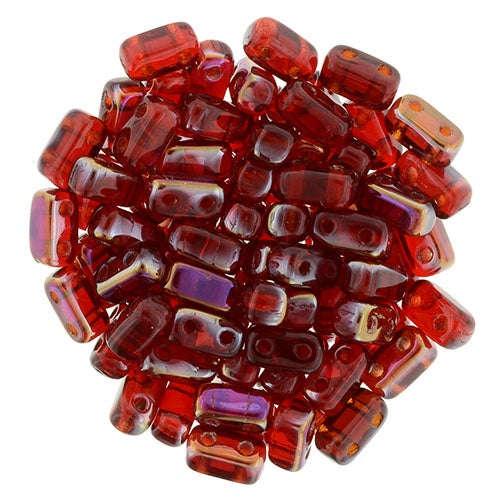 Czechmate 3 X 6mm Brick Czech Two Hole Glass Bead, Twilight Siam Ruby, 50 pieces