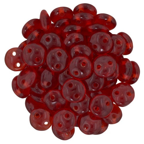 Czechmate 6mm Lentil Czech Two Hole Glass Bead, Siam Ruby, 50 pieces
