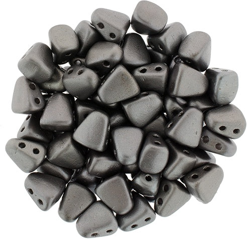 Nib-Bit, Crystal Bronze Gunmetal, 2-Hole Czech Glass Bead, 8 grams