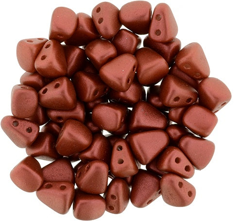 Nib-Bit, Matte Metallic Lava, 2-Hole Czech Glass Bead, 8 grams