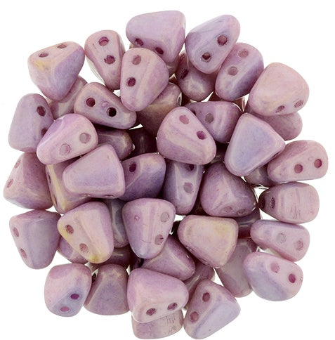 Nib-Bit, Luster Pink, 2-Hole Czech Glass Bead, 8 grams