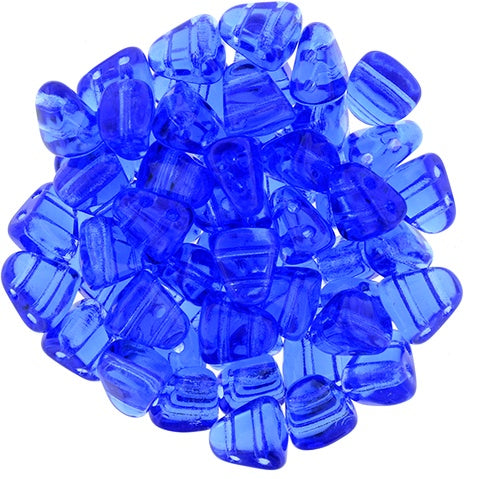 Nib-Bit, Sapphire, 2-Hole Czech Glass Bead, 8 grams