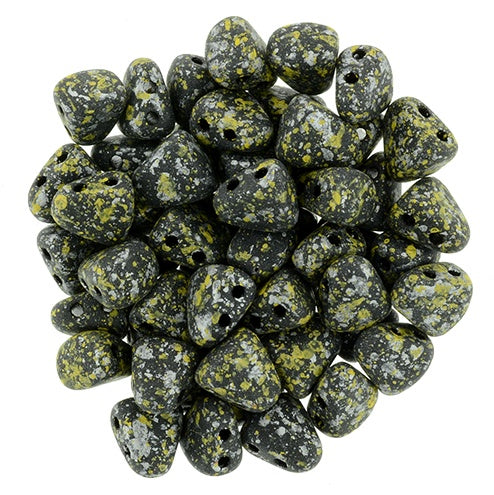 Nib-Bit, Tweedy Yellow, 2-Hole Czech Glass Bead, 8 grams