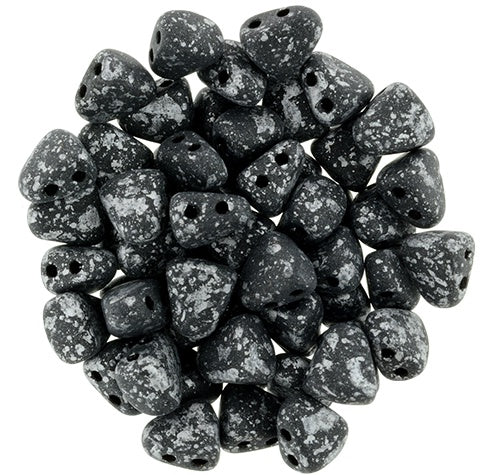 Nib-Bit, Tweedy Silver, 2-Hole Czech Glass Bead, 8 grams