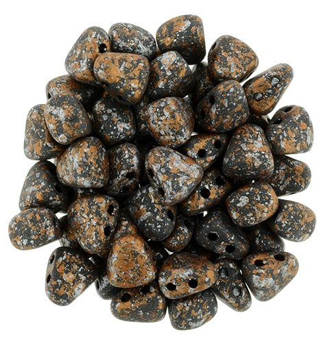 Nib-Bit, Tweedy Copper, 2-Hole Czech Glass Bead, 8 grams
