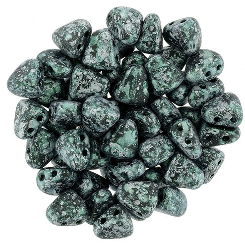 Nib-Bit, Tweedy Green, 2-Hole Czech Glass Bead, 8 grams