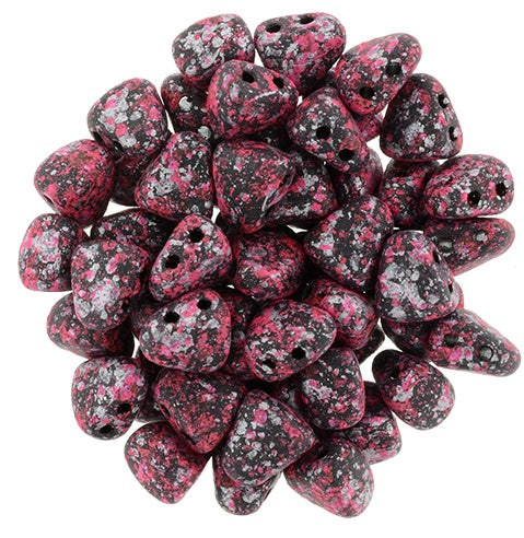 Nib-Bit, Tweedy Pink, 2-Hole Czech Glass Bead, 8 grams