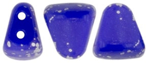 Nib-Bit, Silver Splash Opaque Blue, 2-Hole Czech Glass Bead, 8 grams