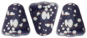Nib-Bit, Silver Splash Navy Blue, 2-Hole Czech Glass Bead, 8 grams