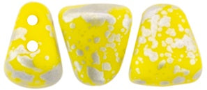 Nib-Bit, Silver Splash Opaque Yellow, 2-Hole Czech Glass Bead, 8 grams