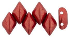 GemDuo, Saturated Metallic Cranberry, 2-Hole Diamond Shaped Czech Glass Bead, 7.5 grams