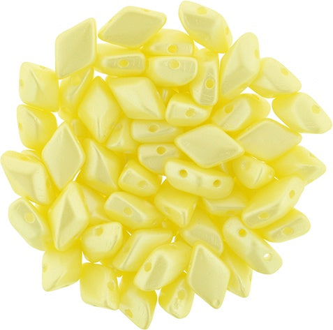 GemDuo, Pearl Coat Sunshine, 2-Hole Diamond Shaped Czech Glass Bead, 7.5 grams