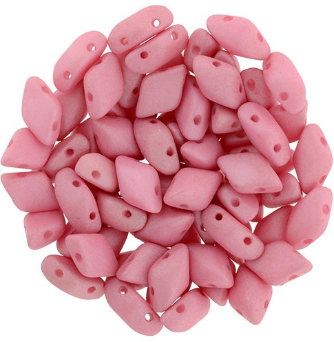 GemDuo, Saturated Pink, 2-Hole Diamond Shaped Czech Glass Bead, 7.5 grams