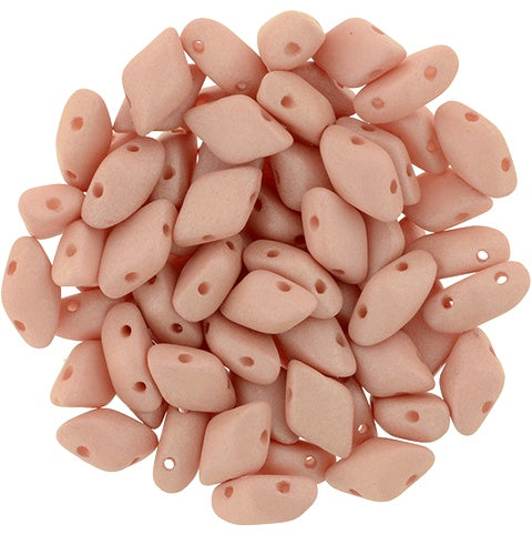 GemDuo, Saturated Peach, 2-Hole Diamond Shaped Czech Glass Bead, 7.5 grams