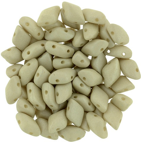 GemDuo, Saturated Lt Olive, 2-Hole Diamond Shaped Czech Glass Bead, 7.5 grams