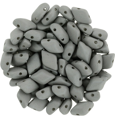 GemDuo, Saturated Gray, 2-Hole Diamond Shaped Czech Glass Bead, 7.5 grams