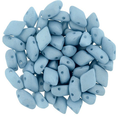 GemDuo, Saturated Dk Sky Blue, 2-Hole Diamond Shaped Czech Glass Bead, 7.5 grams