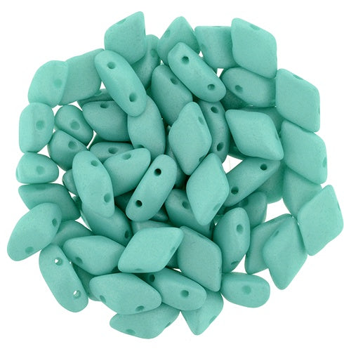 GemDuo, Saturated Teal, 2-Hole Diamond Shaped Czech Glass Bead, 7.5 grams