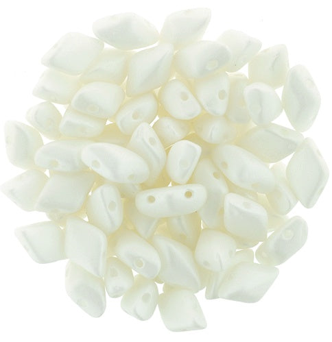 GemDuo, Saturated White, 2-Hole Diamond Shaped Czech Glass Bead, 7.5 grams