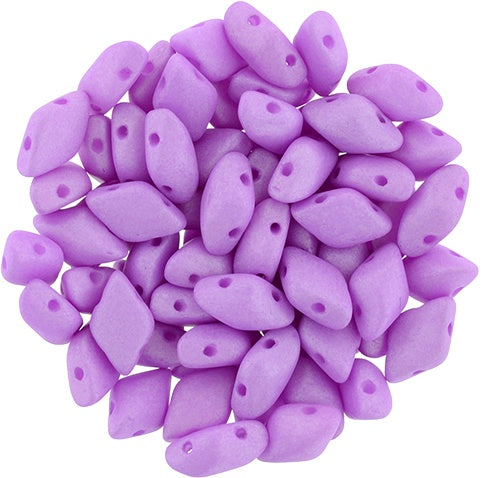 GemDuo, Saturated Neon Violet, 2-Hole Diamond Shaped Czech Glass Bead, 7.5 grams
