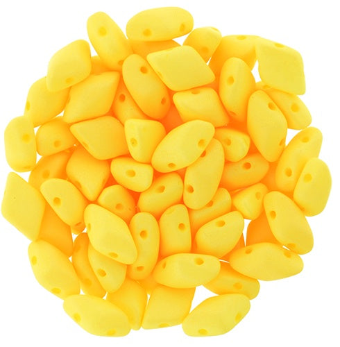 GemDuo, Saturated Neon Sunshine, 2-Hole Diamond Shaped Czech Glass Bead, 7.5 grams