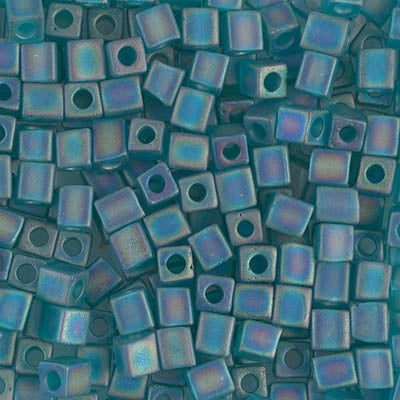 Miyuki 4mm Cube, SB-2405FR, Matte Transparent Teal AB, 5 grams