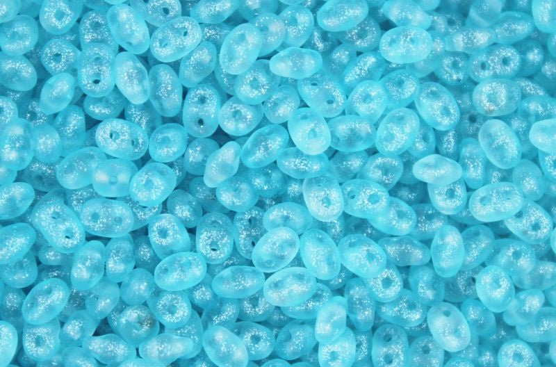 Superduo, Frozen Matte Light Turquoise, 2-Hole Czech Glass Bead, 8 grams