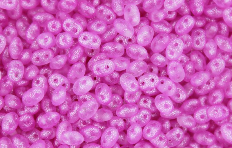 Superduo, Frozen Matte Pink, 2-Hole Czech Glass Bead, 8 grams