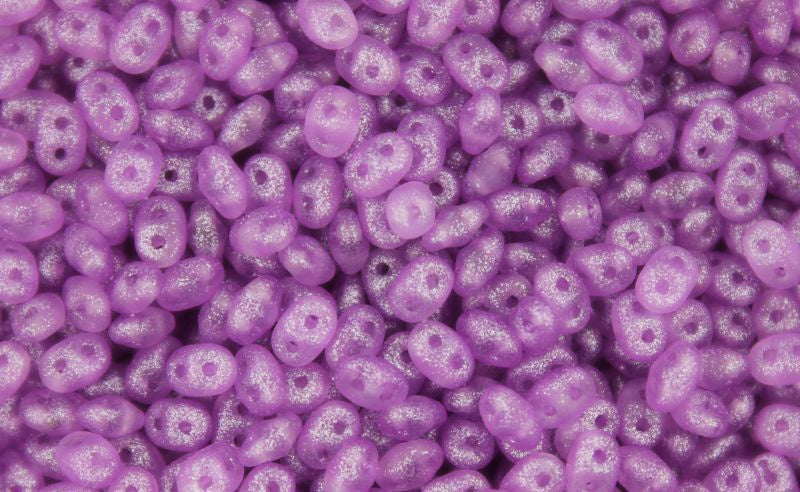 Superduo, Frozen Matte Violet, 2-Hole Czech Glass Bead, 8 grams
