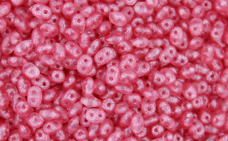 Superduo, Frozen Matte Hot Cranberry, 2-Hole Czech Glass Bead, 8 grams