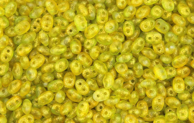 Superduo, Frozen Matte Hot Yellow, 2-Hole Czech Glass Bead, 8 grams
